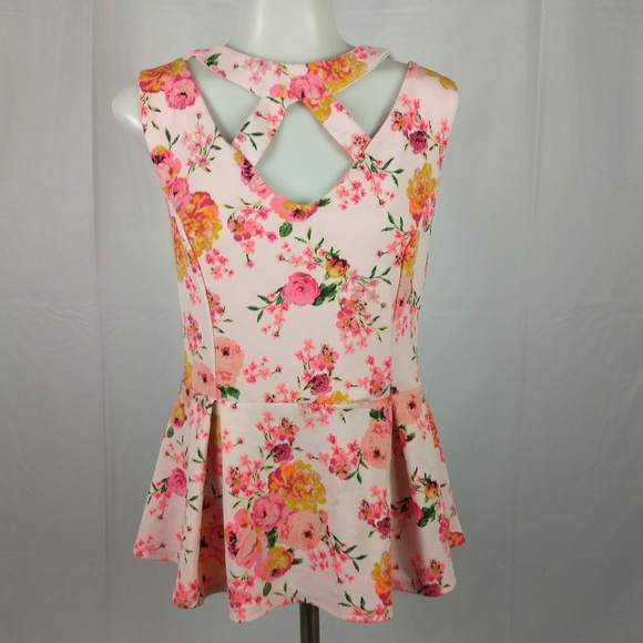 love J Tops - Love J USA Plus Size 1X Floral Peplum Top Blouse